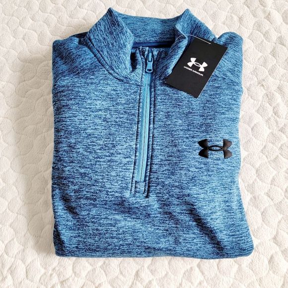 New Under Armour men's sweater 1/4 zip fleece blue icy small gift - Picture 9 of 9